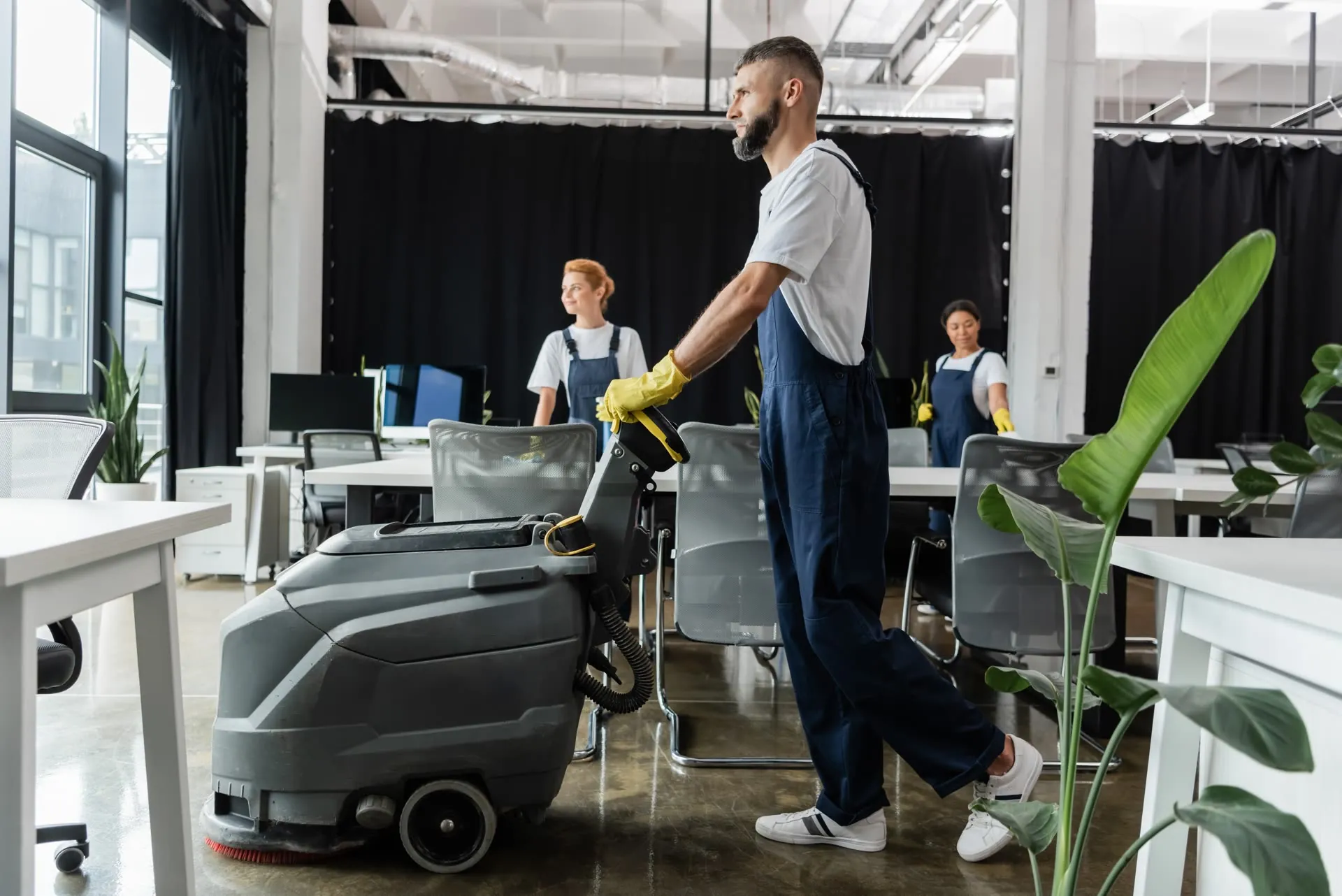 Floor care between office desks